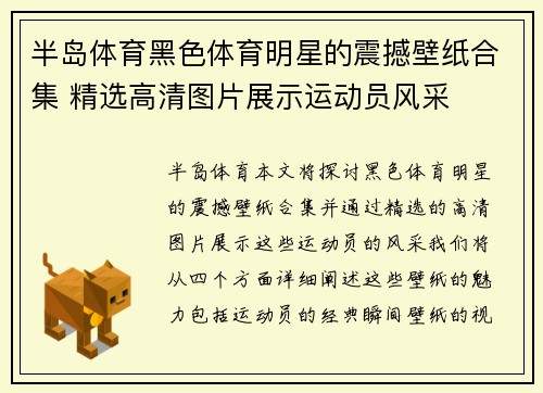 半岛体育黑色体育明星的震撼壁纸合集 精选高清图片展示运动员风采
