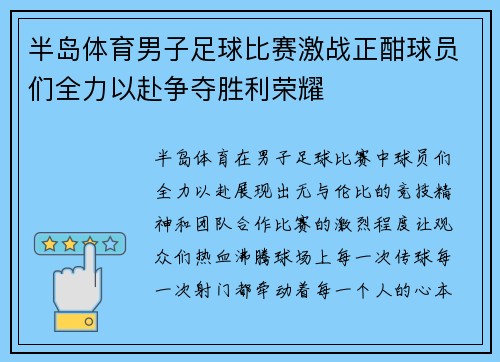半岛体育男子足球比赛激战正酣球员们全力以赴争夺胜利荣耀